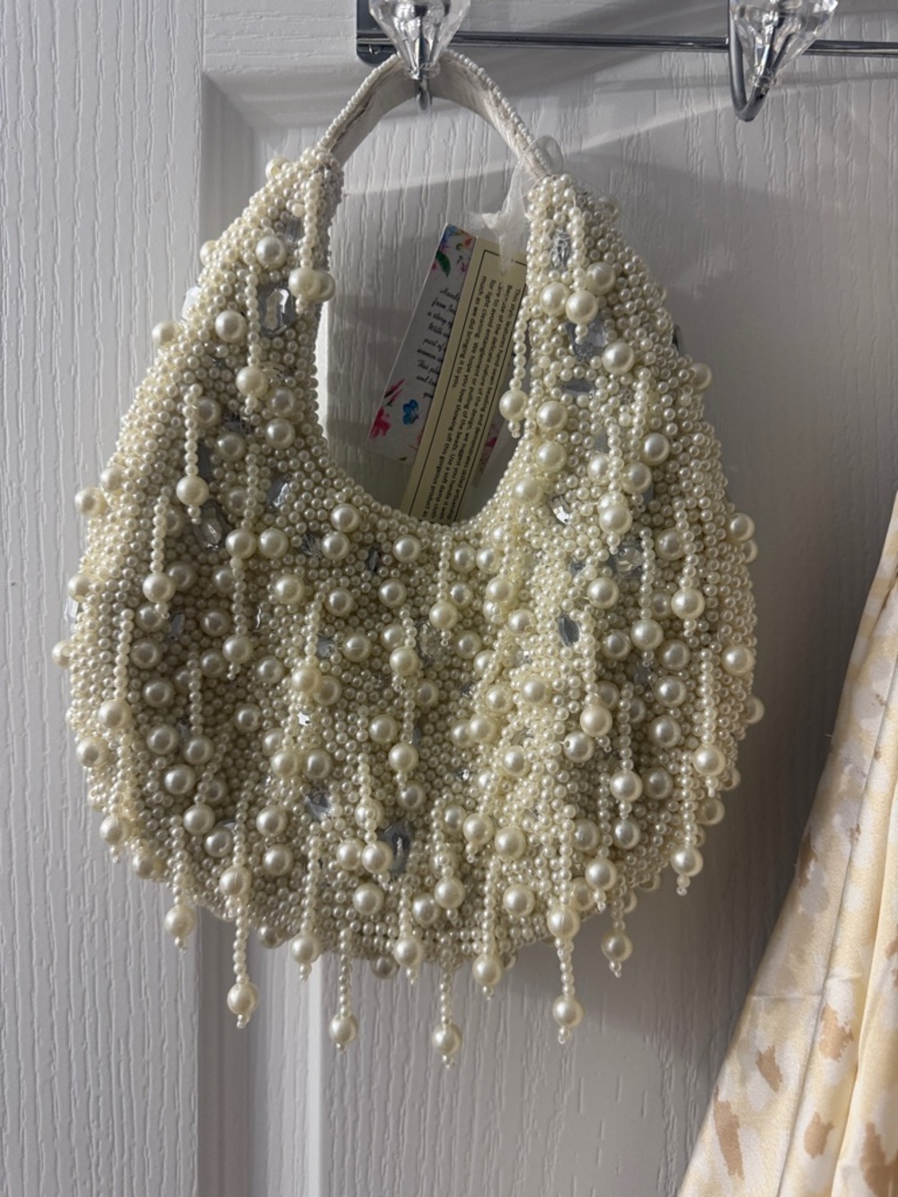 Pearl Beaded Shoulder Bag in Ivory